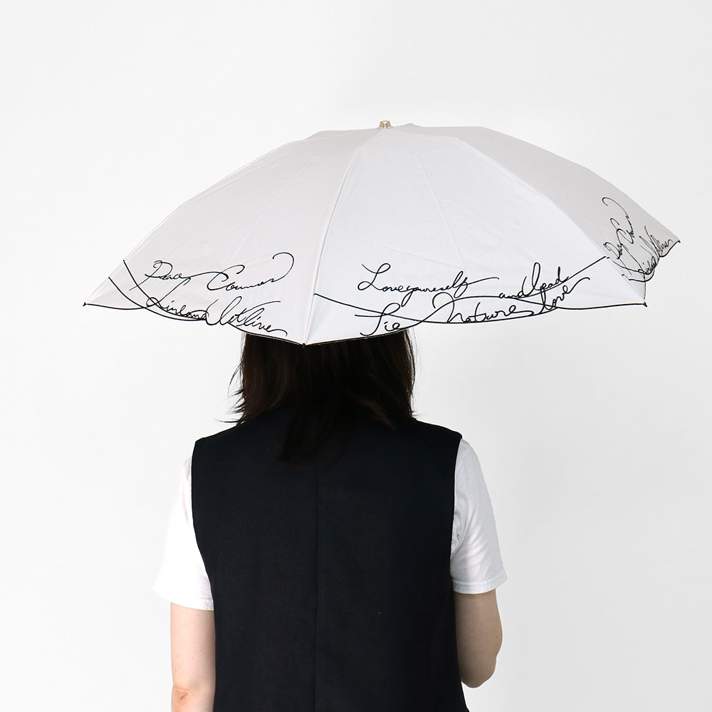 日傘 ホワイト 50cm 1BH27726-26-90 / 東レ サマーシールド 手開き式 折りたたみ傘 晴雨兼用 カリグラフィー刺繍