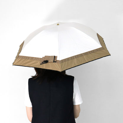 日傘 クリーム 50cm 1BH27757-57-80 / 東レ サマーシールド 手開き式 折りたたみ傘 晴雨兼用 リボン切り継ぎ加工