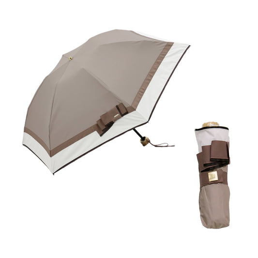 日傘 ベージュ 50cm 1BH27757-57-83 / 東レ サマーシールド 手開き式 折りたたみ傘 晴雨兼用 リボン切り継ぎ加工