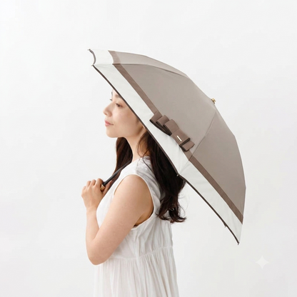 日傘 ベージュ 50cm 1BH27757-57-83 / 東レ サマーシールド 手開き式 折りたたみ傘 晴雨兼用 リボン切り継ぎ加工