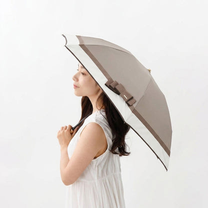 日傘 ベージュ 50cm 1BH27757-57-83 / 東レ サマーシールド 手開き式 折りたたみ傘 晴雨兼用 リボン切り継ぎ加工
