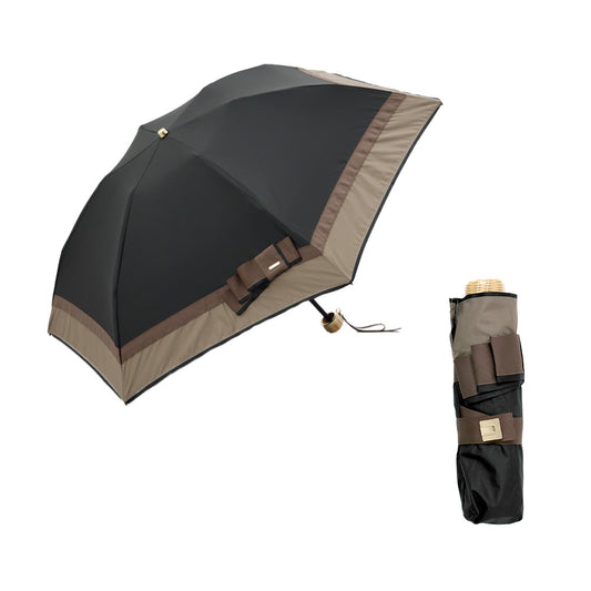 日傘 ブラック 50cm 1BH27757-57-98 / 東レ サマーシールド 手開き式 折りたたみ傘 晴雨兼用 リボン切り継ぎ加工