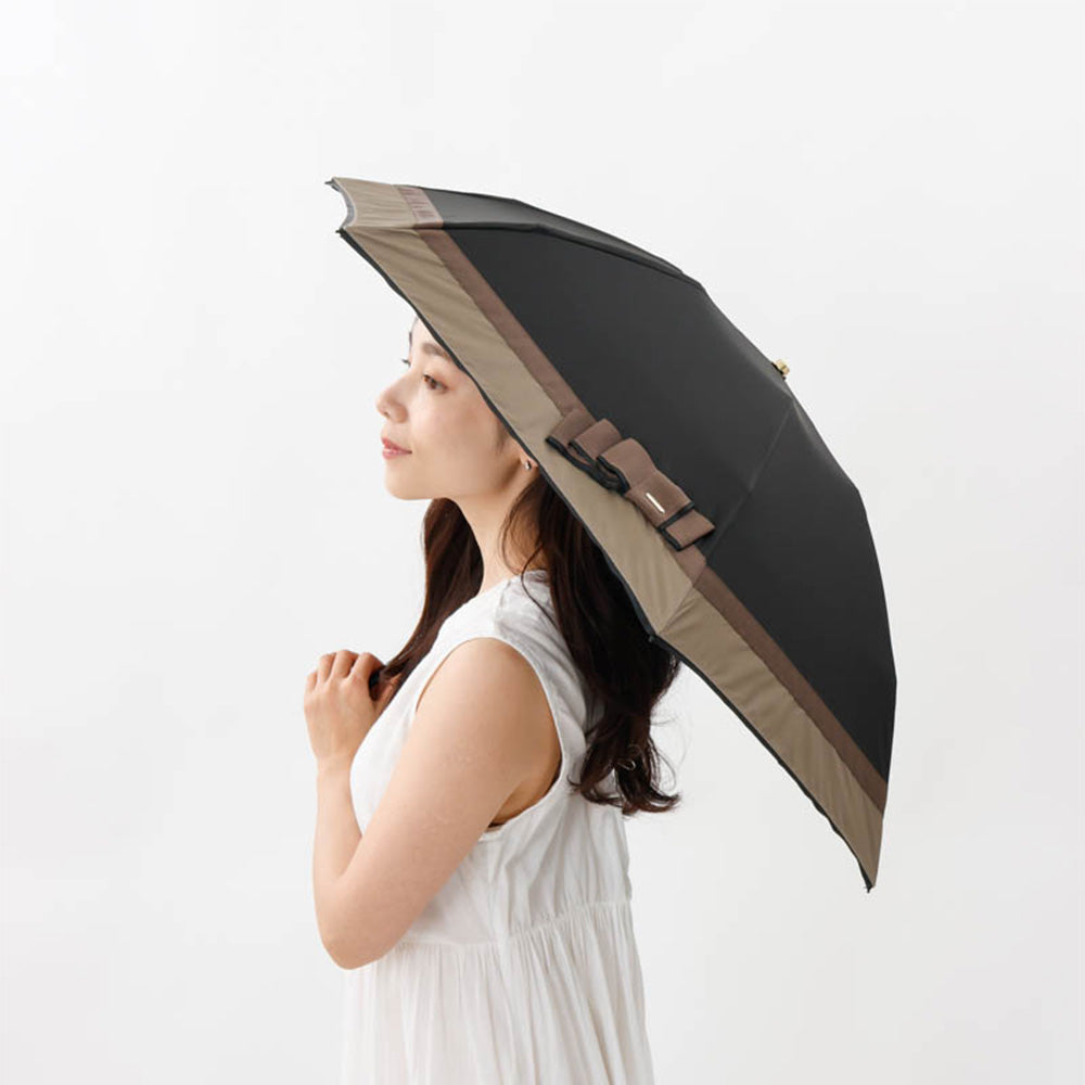 日傘 ブラック 50cm 1BH27757-57-98 / 東レ サマーシールド 手開き式 折りたたみ傘 晴雨兼用 リボン切り継ぎ加工