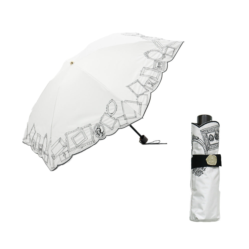 日傘 クリーム 50cm 1BH27753-53-80 / 東レ サマーシールド 手開き式 折りたたみ傘 晴雨兼用 額縁刺しゅう