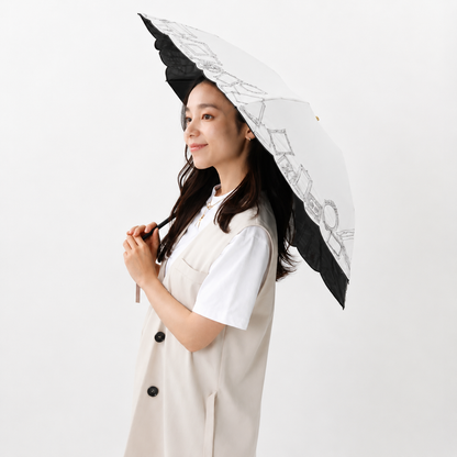 日傘 クリーム 50cm 1BH27753-53-80 / 東レ サマーシールド 手開き式 折りたたみ傘 晴雨兼用 額縁刺しゅう