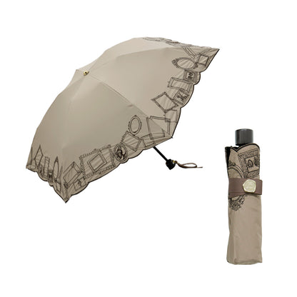 日傘 ベージュ 50cm 1BH27753-53-83 / 東レ サマーシールド 手開き式 折りたたみ傘 晴雨兼用 額縁刺しゅう