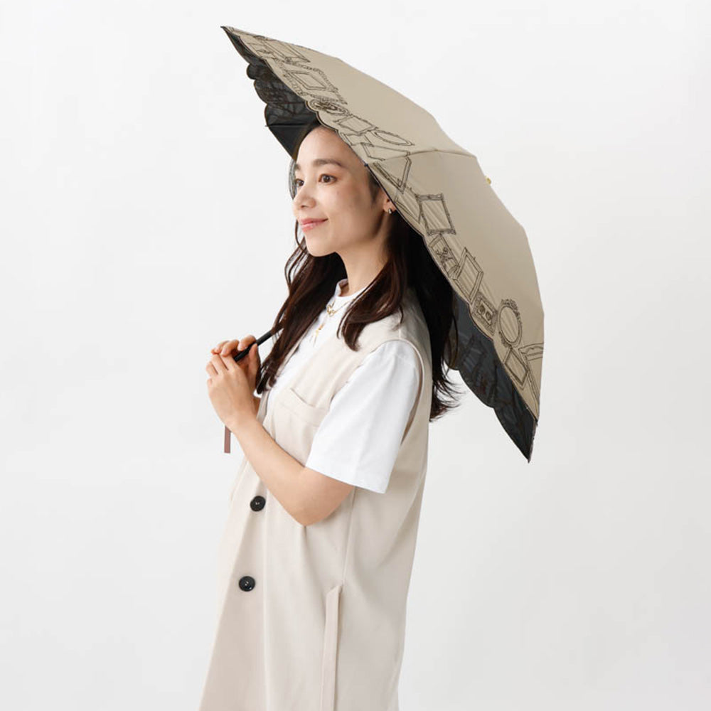 日傘 ベージュ 50cm 1BH27753-53-83 / 東レ サマーシールド 手開き式 折りたたみ傘 晴雨兼用 額縁刺しゅう