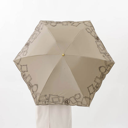日傘 ベージュ 50cm 1BH27753-53-83 / 東レ サマーシールド 手開き式 折りたたみ傘 晴雨兼用 額縁刺しゅう