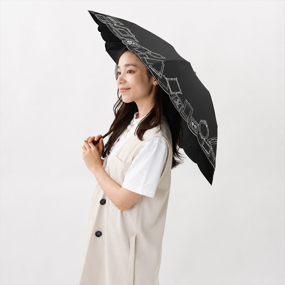 日傘 ブラック 50cm 1BH27753-53-98 / 東レ サマーシールド 手開き式 折りたたみ傘 晴雨兼用 額縁刺しゅう