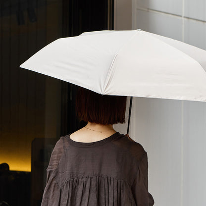 日傘 コットンホワイト 55cm / 自動開閉式 折りたたみ傘 晴雨兼用