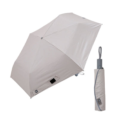 日傘 サンドベージュ 55cm / 自動開閉式 折りたたみ傘 晴雨兼用