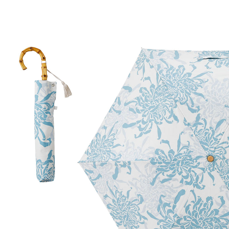日傘 菊 浅縹 50cm / 手開き式 折りたたみ傘 晴雨兼用