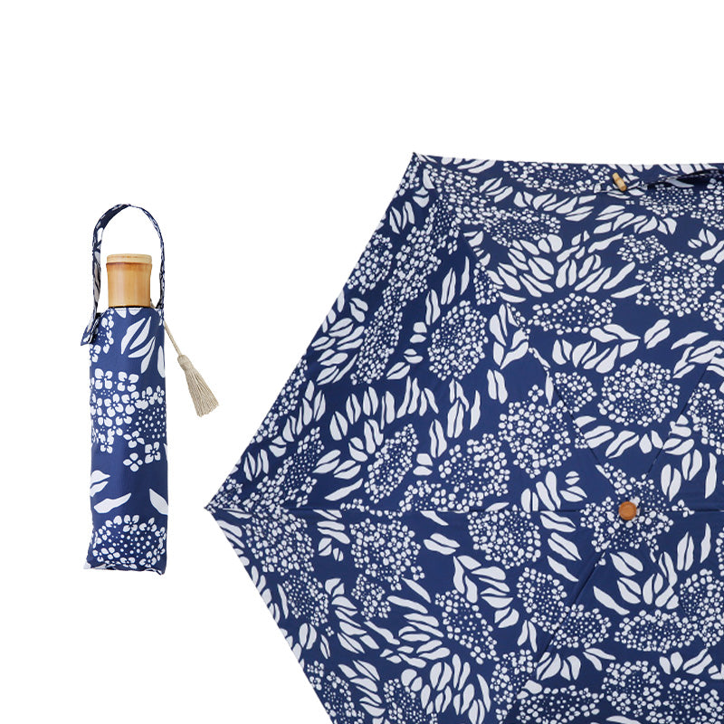 日傘 あじさい 留紺 50cm / 手開き式 折りたたみ傘 晴雨兼用