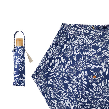 日傘 あじさい 留紺 50cm / 手開き式 折りたたみ傘 晴雨兼用