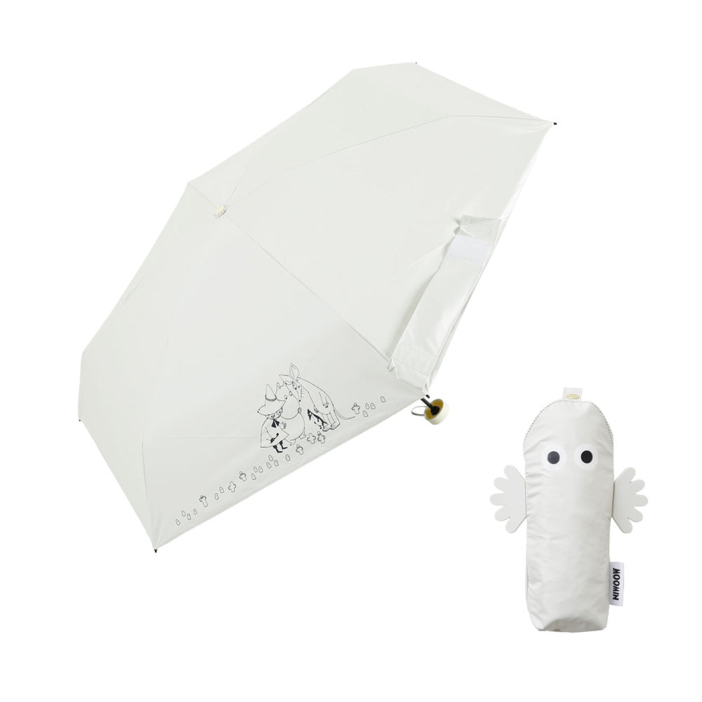 日傘 ニョロニョロ ホワイト ミニ 50cm / 手開き式 折りたたみ傘 晴雨兼用
