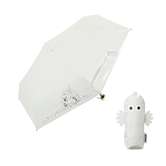 日傘 ニョロニョロ ホワイト ミニ 50cm / 手開き式 折りたたみ傘 晴雨兼用