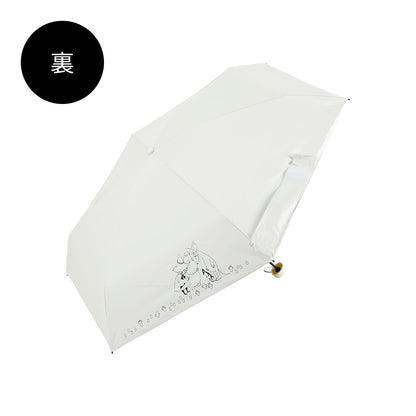 日傘 ニョロニョロ ホワイト ミニ 50cm / 手開き式 折りたたみ傘 晴雨兼用