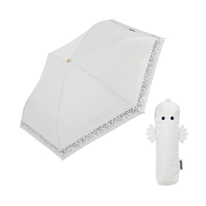 日傘 ニョロニョロ ホワイト 50cm / 手開き式 折りたたみ傘 晴雨兼用