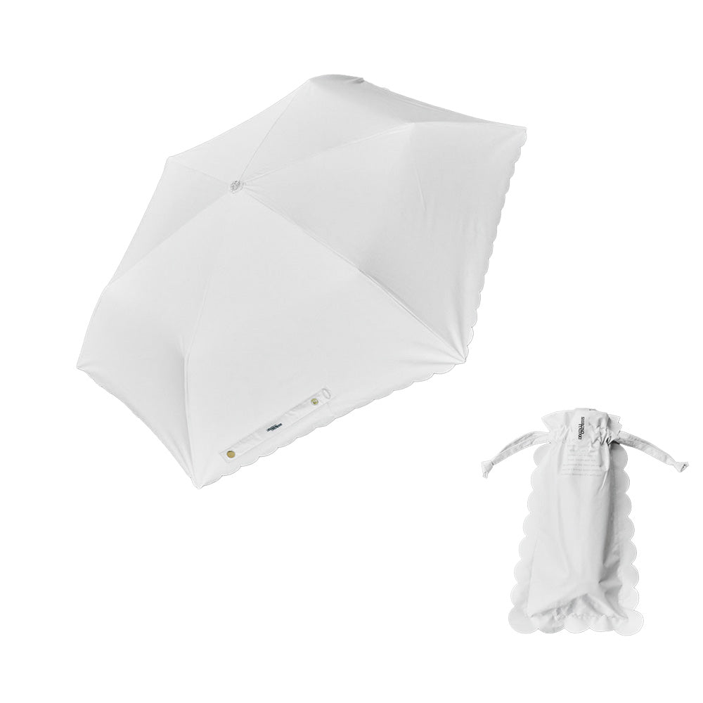 日傘 ホワイト インサイドスカラップ 50cm / Radi-Cool 手開き式 折りたたみ傘 晴雨兼用