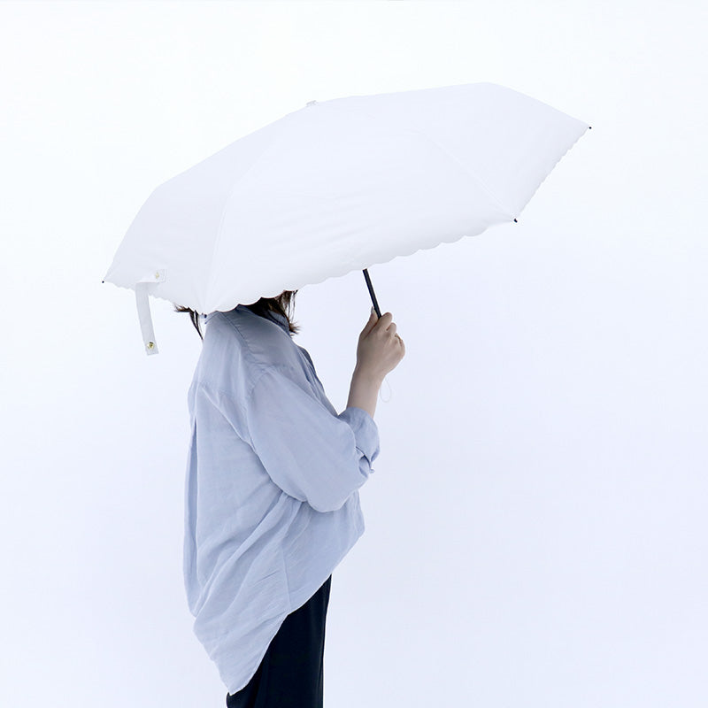 日傘 ホワイト インサイドスカラップ 50cm LDSI-I-50PM-2 / Radi-Cool 手開き式 折りたたみ傘 晴雨兼用