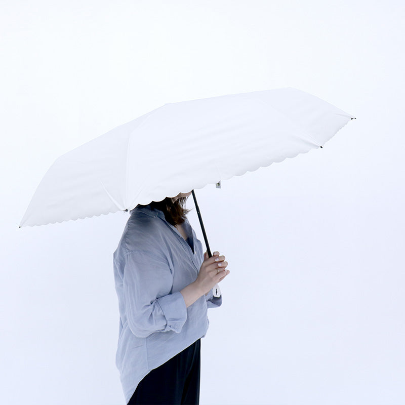 日傘 ホワイト インサイドスカラップ 60cm LDSI-I-60PM-2 / Radi-Cool 手開き式 折りたたみ傘 晴雨兼用