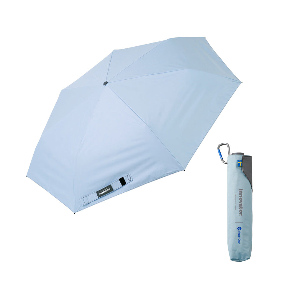 日傘 サックス×シルバー 60cm IN-RDC-60M-3 / Radi-Cool 手開き式 折りたたみ傘 晴雨兼用