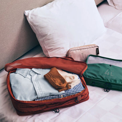 トラベルポーチ 圧縮パッキングオーガナイザーダブルポケット 4L×2 テラコッタ MLS905-TC / MILESTO UTILITY