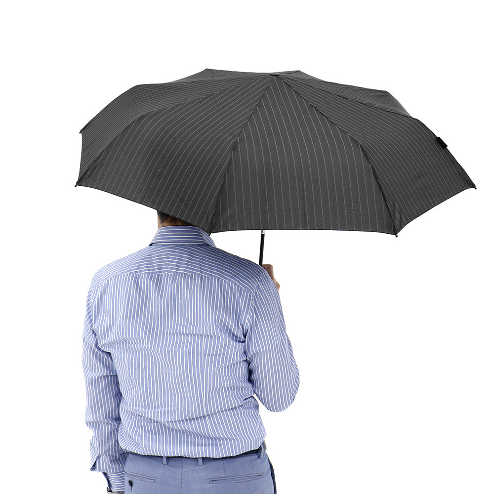 雨傘 ピンストライプ ブラック 53cm KNT220-4100 / 自動開閉式 折りたたみ傘 T.220