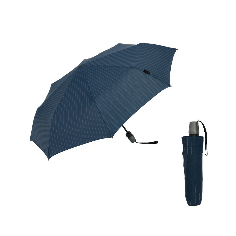 雨傘 ピンストライプ ネイビー 53cm KNT220-4200 / 自動開閉式 折りたたみ傘 T.220