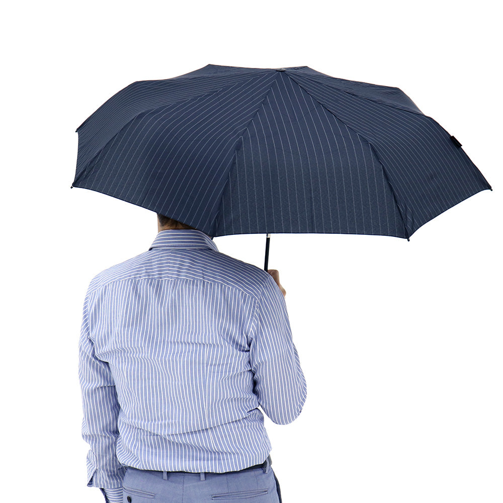 雨傘 ピンストライプ ネイビー 53cm KNT220-4200 / 自動開閉式 折りたたみ傘 T.220