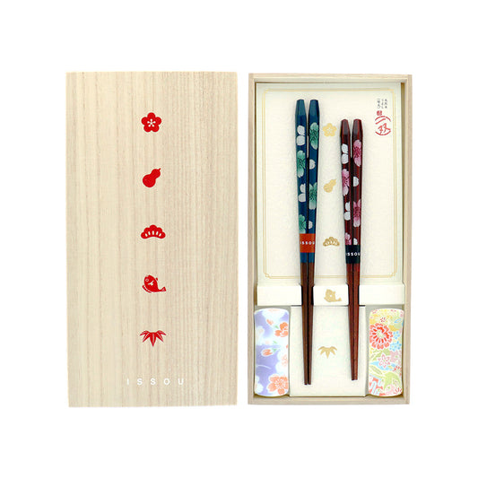 箸 二膳 + 箸置き 桜彩 39394 / 桐箱