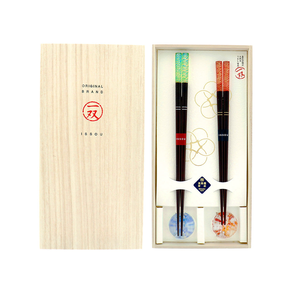 箸 二膳 + 箸置き 潮風 39352 / 桐箱