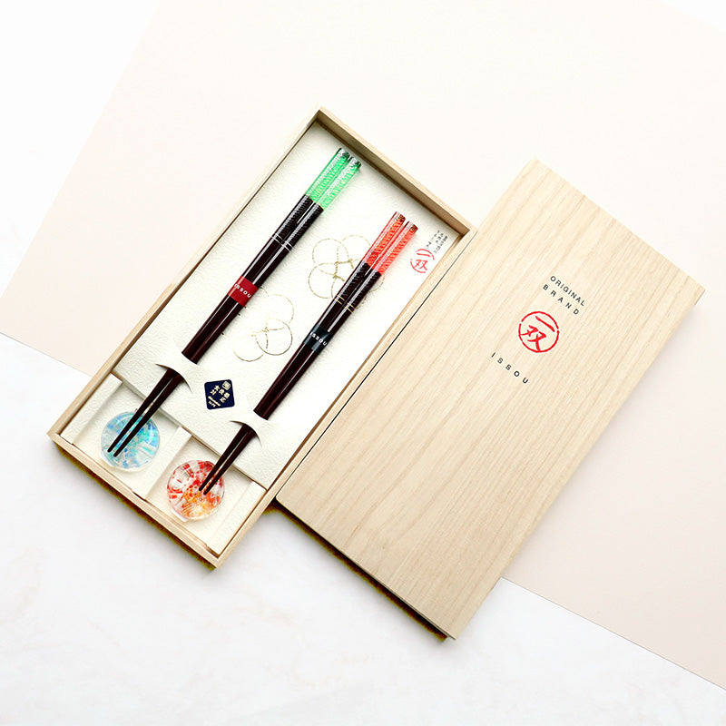 箸 二膳 + 箸置き 潮風 39352 / 桐箱