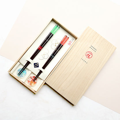 箸 二膳 + 箸置き 潮風 39352 / 桐箱
