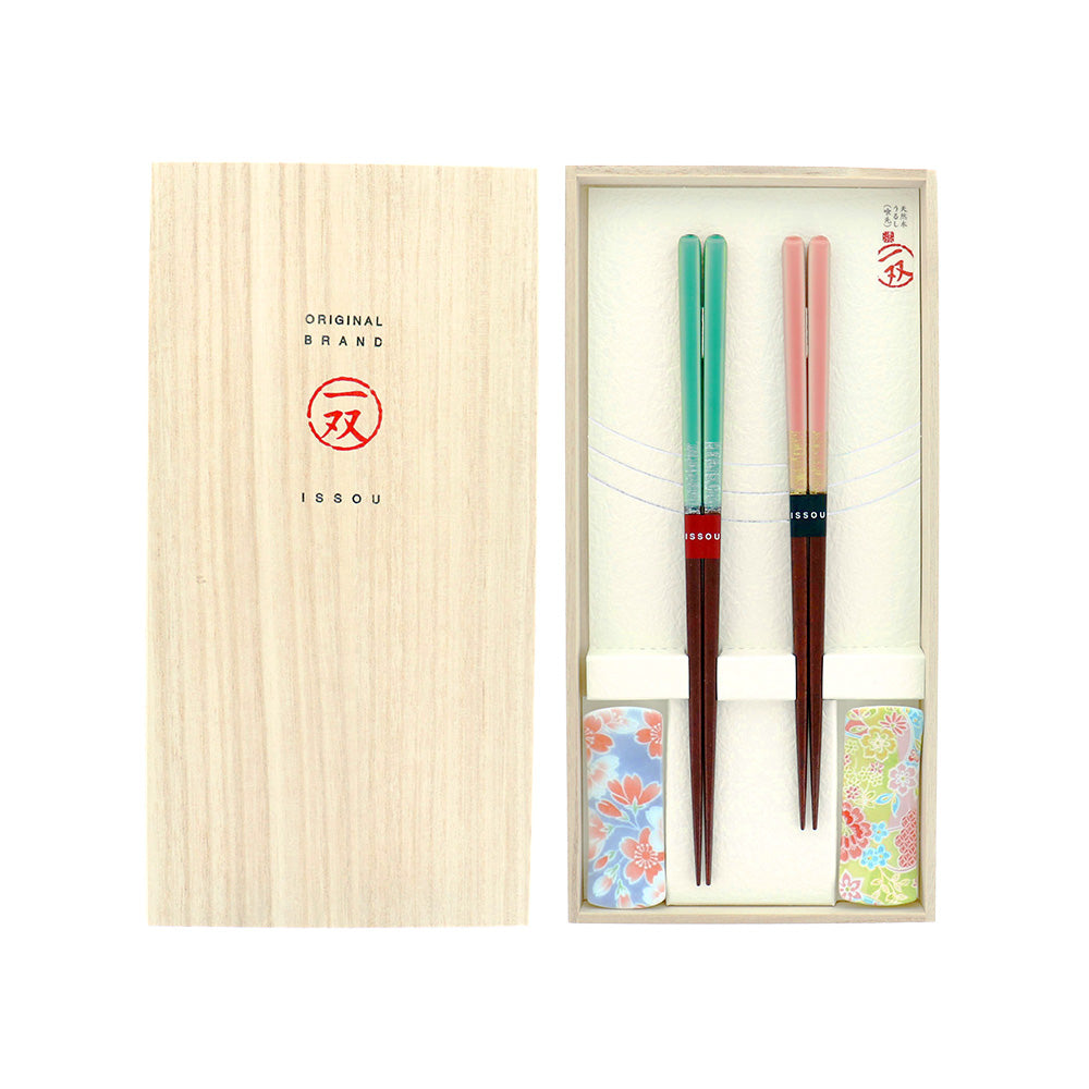 箸 二膳 + 箸置き ほのか 39353 / 桐箱