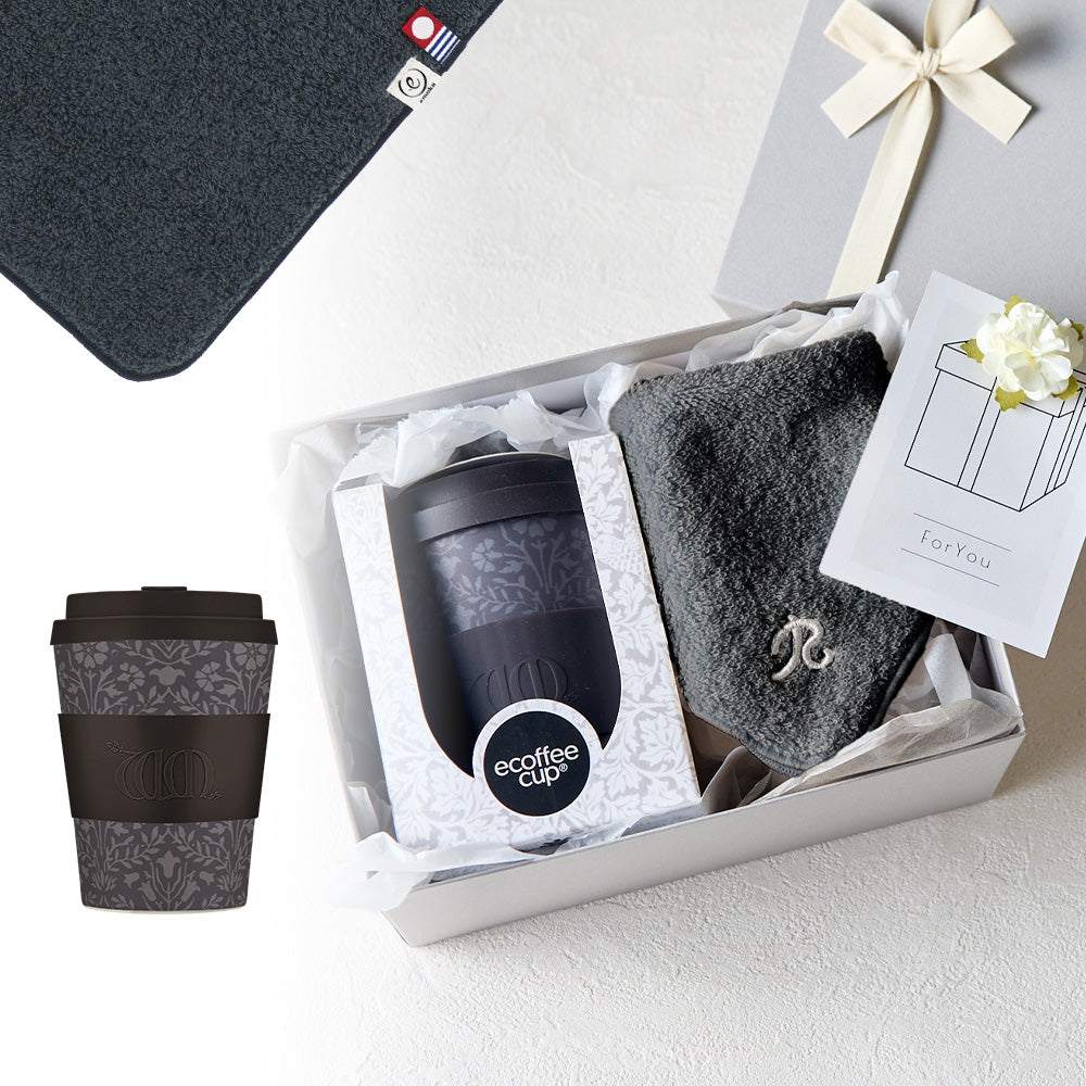 タンブラー William Morris 350ml + タオルハンカチ クラシックグレー / Premium Gift Set