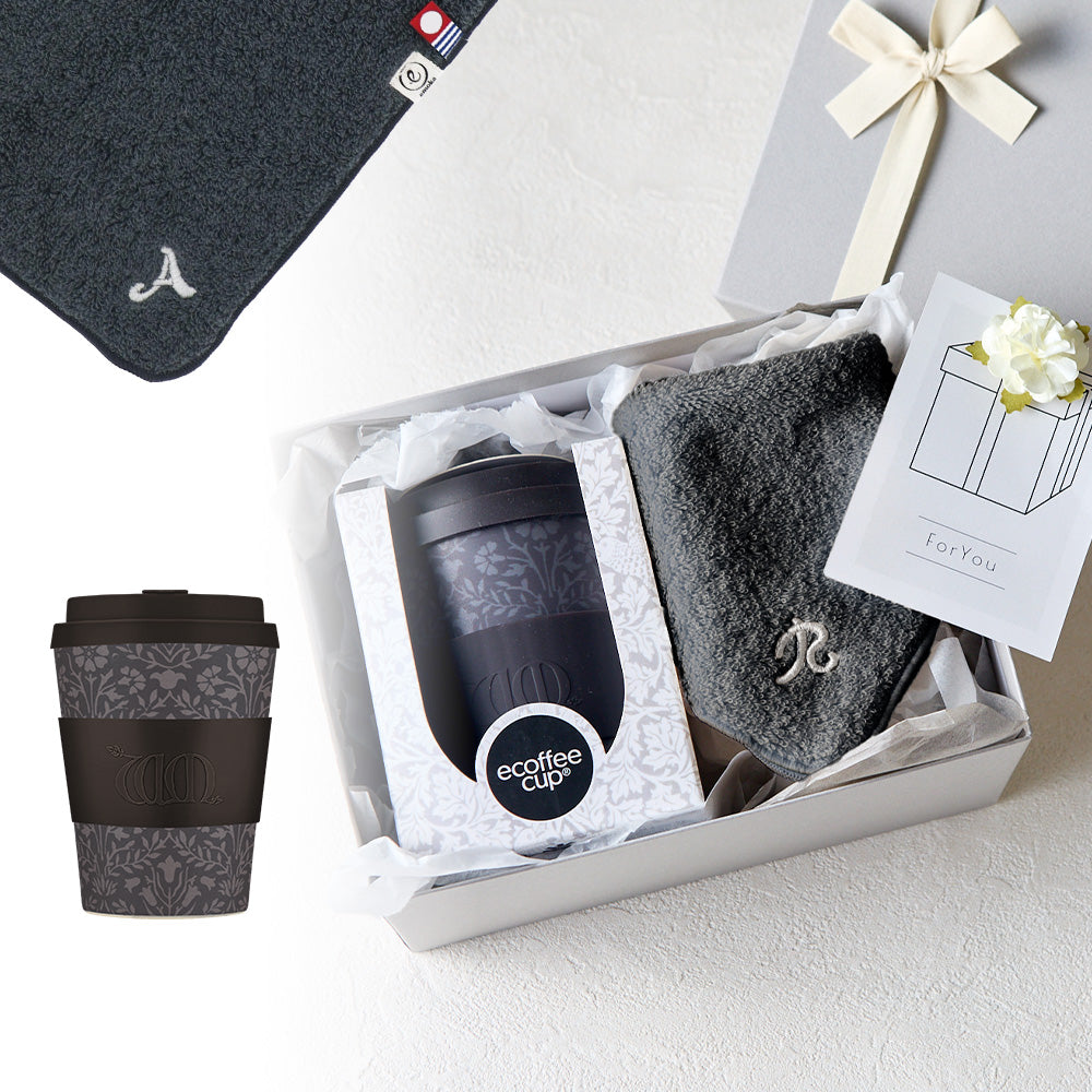 タンブラー William Morris 350ml + タオルハンカチ クラシックグレー / Premium Gift Set