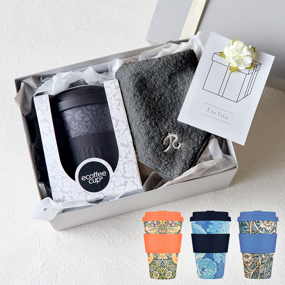 タンブラー William Morris 400ml + タオルハンカチ クラシックグレー / Premium Gift Set
