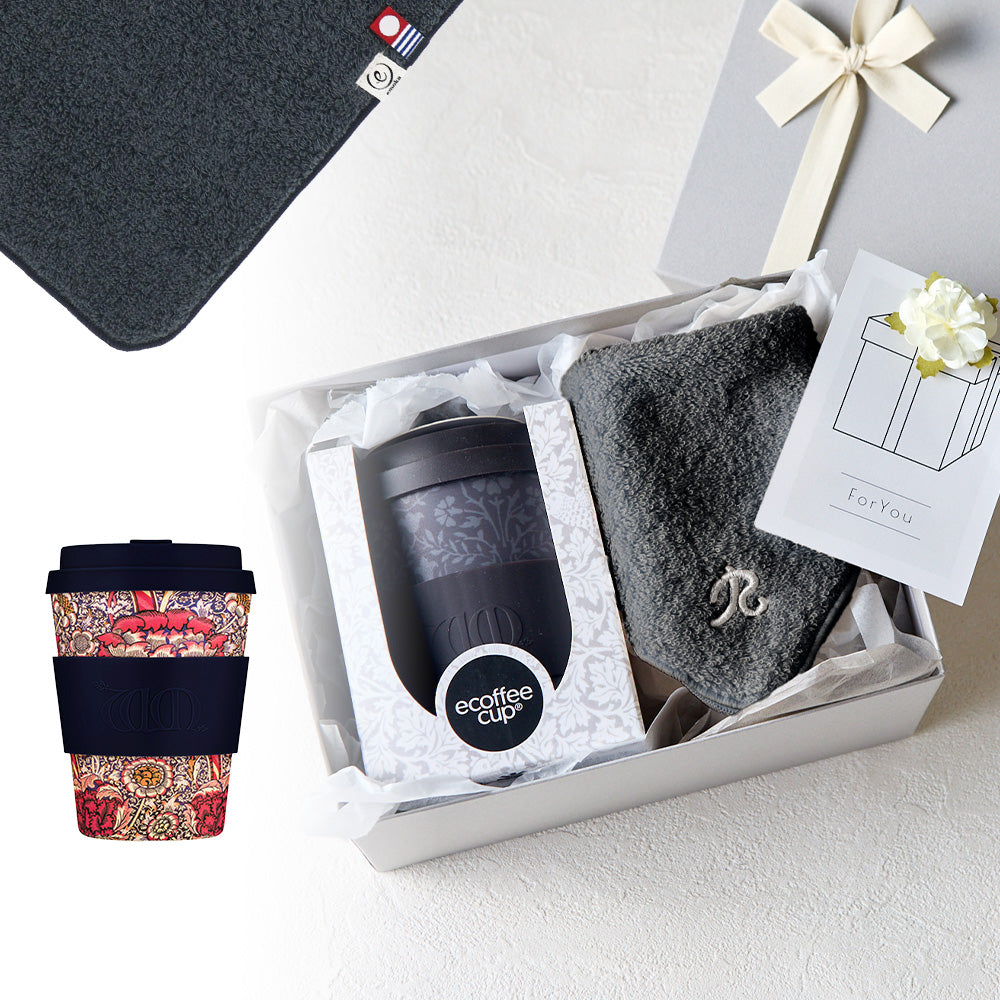 タンブラー William Morris 350ml + タオルハンカチ クラシックグレー / Premium Gift Set
