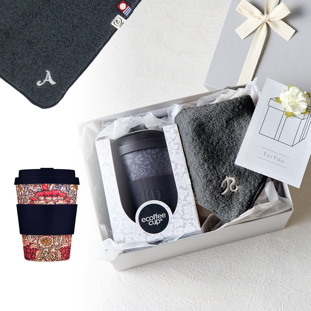 タンブラー William Morris 350ml + タオルハンカチ クラシックグレー / Premium Gift Set