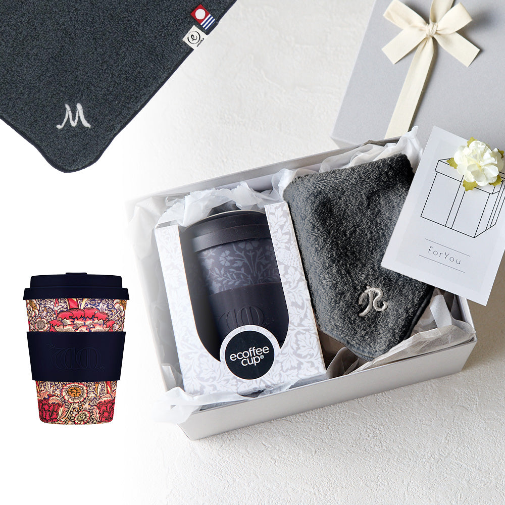 タンブラー William Morris 350ml + タオルハンカチ クラシックグレー / Premium Gift Set