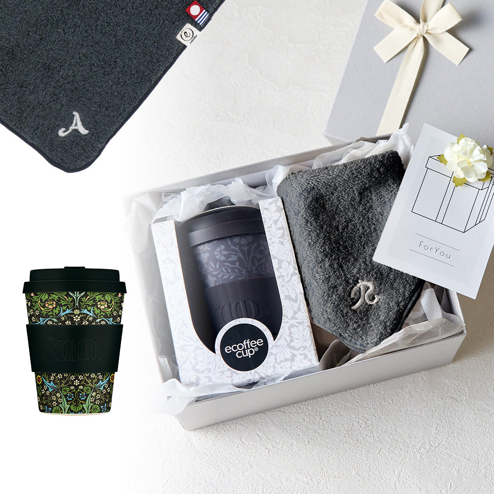 タンブラー William Morris 350ml + タオルハンカチ クラシックグレー / Premium Gift Set