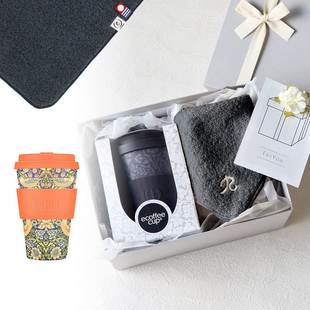 タンブラー William Morris 400ml + タオルハンカチ クラシックグレー / Premium Gift Set