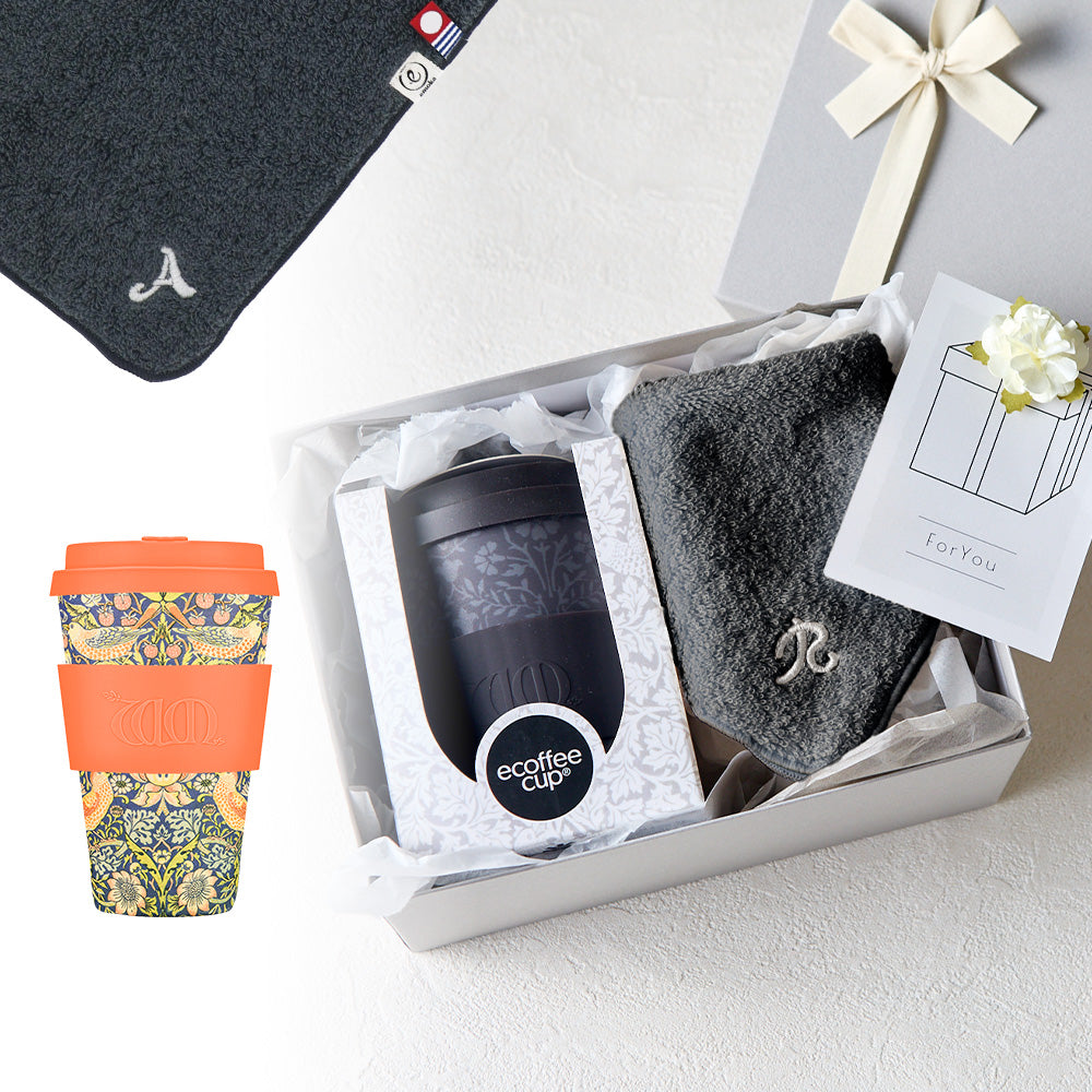タンブラー William Morris 400ml + タオルハンカチ クラシックグレー / Premium Gift Set