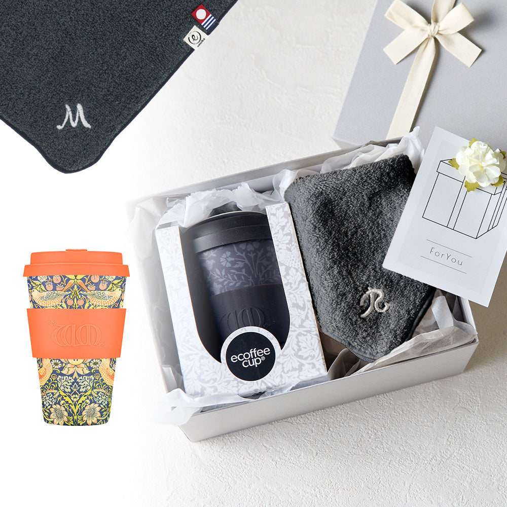 タンブラー William Morris 400ml + タオルハンカチ クラシックグレー / Premium Gift Set