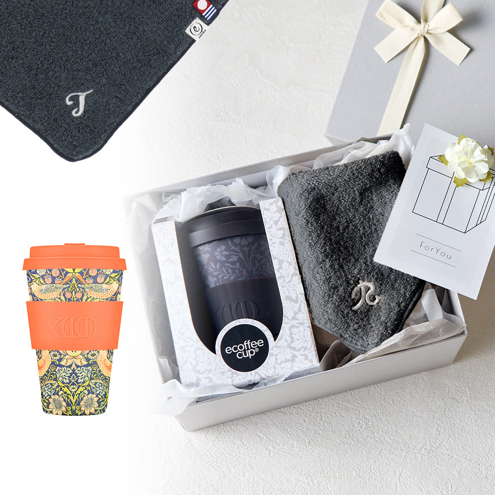 タンブラー William Morris 400ml + タオルハンカチ クラシックグレー / Premium Gift Set