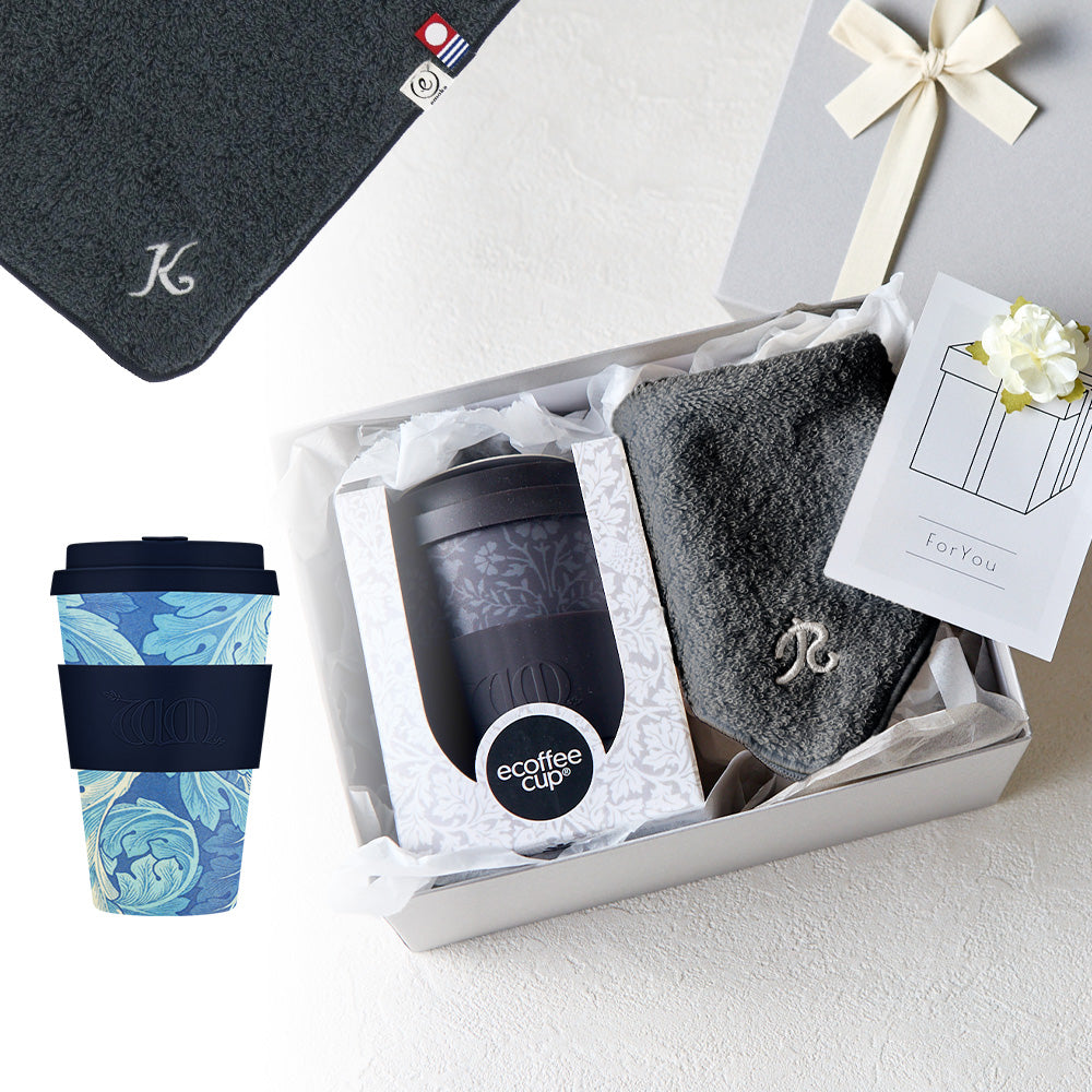 タンブラー William Morris 400ml + タオルハンカチ クラシックグレー / Premium Gift Set