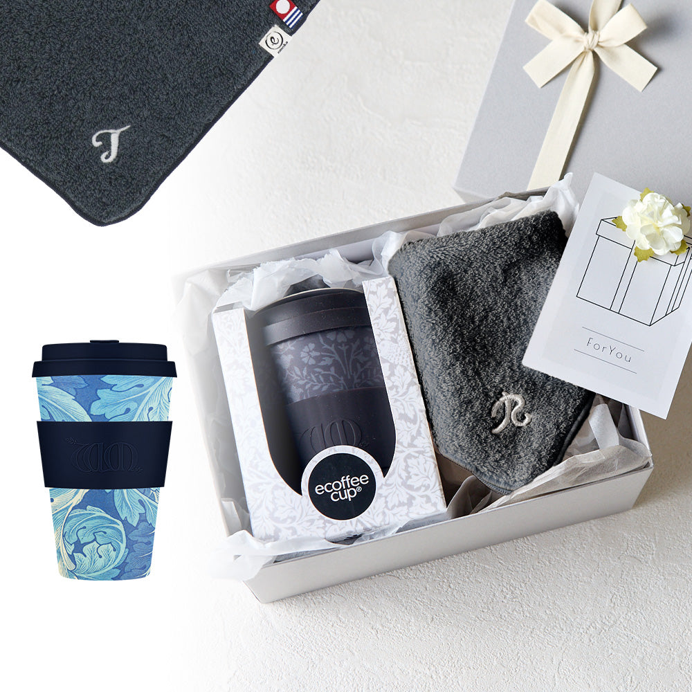 タンブラー William Morris 400ml + タオルハンカチ クラシックグレー / Premium Gift Set