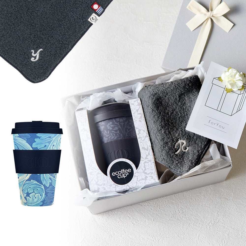 タンブラー William Morris 400ml + タオルハンカチ クラシックグレー / Premium Gift Set