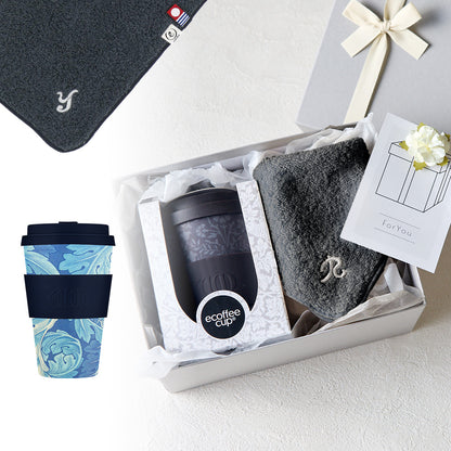 タンブラー William Morris 400ml + タオルハンカチ クラシックグレー / Premium Gift Set